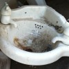 Our 'new' c1900 wash hand basin for the customer toilet (complete with c1950s taps!)